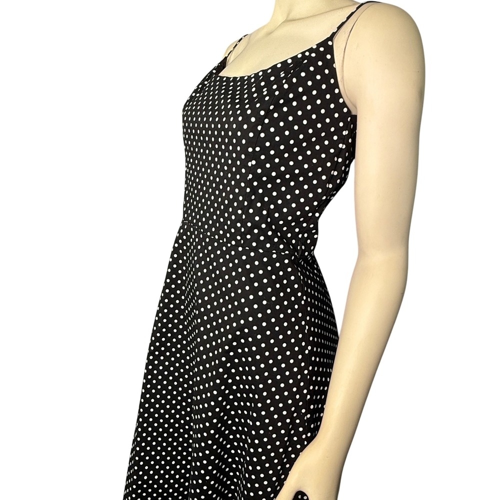 Vintage Polka Dot Dress Retro Black White Womens 12 Medium Fit Flare Slimming - Picture 3 of 8